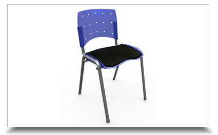 Cadeiras fixas para escritrio - Cadeira azul Translucido cinza estofado