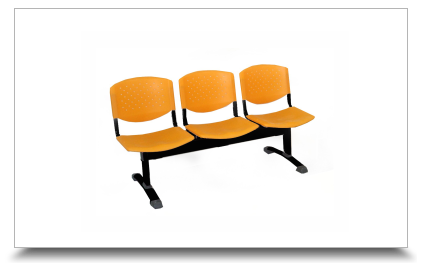 Cadeiras Longarinas para escritrio - Longarina Prisma 3 Lugares Base Preta